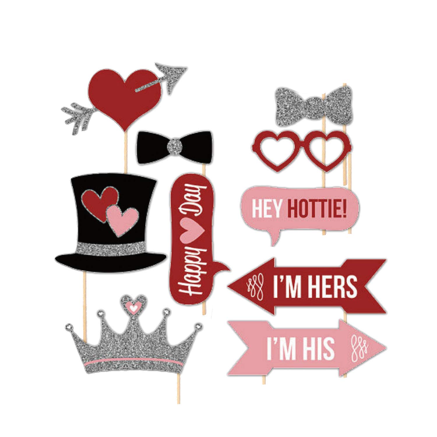 25 Valentinstag Photo Booth Requisiten – Lustige Selfie-Accessoires Für Partys, Hochzeit, Junggesellinnenabschied