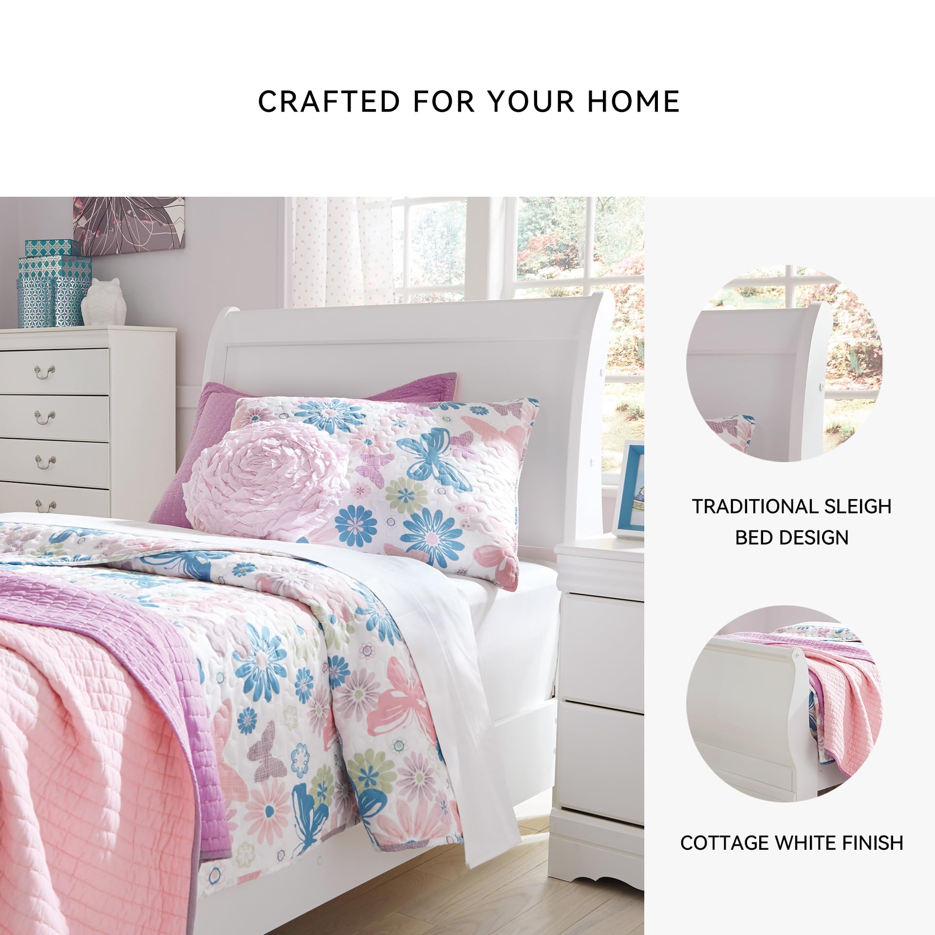 Amazon.com: Signature Design by Ashley Anarasia Twin Sleigh Bed