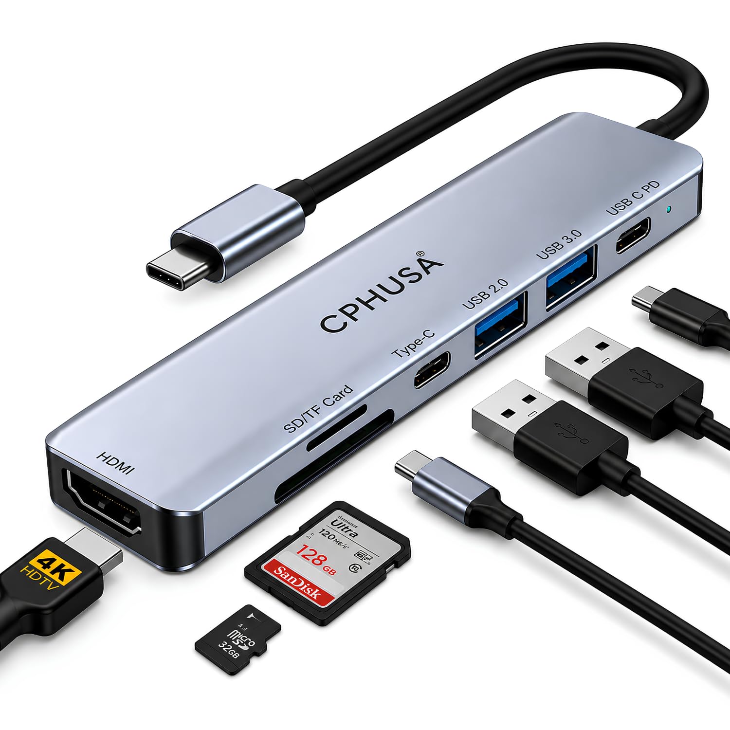 Hub USB-C 7 In 1 WIMUUE Per MacBook E Laptop – HDMI 4K, USB 3.0, PD 100W, SD/MicroSD, Per IPad Pro E Dispositivi Type-C