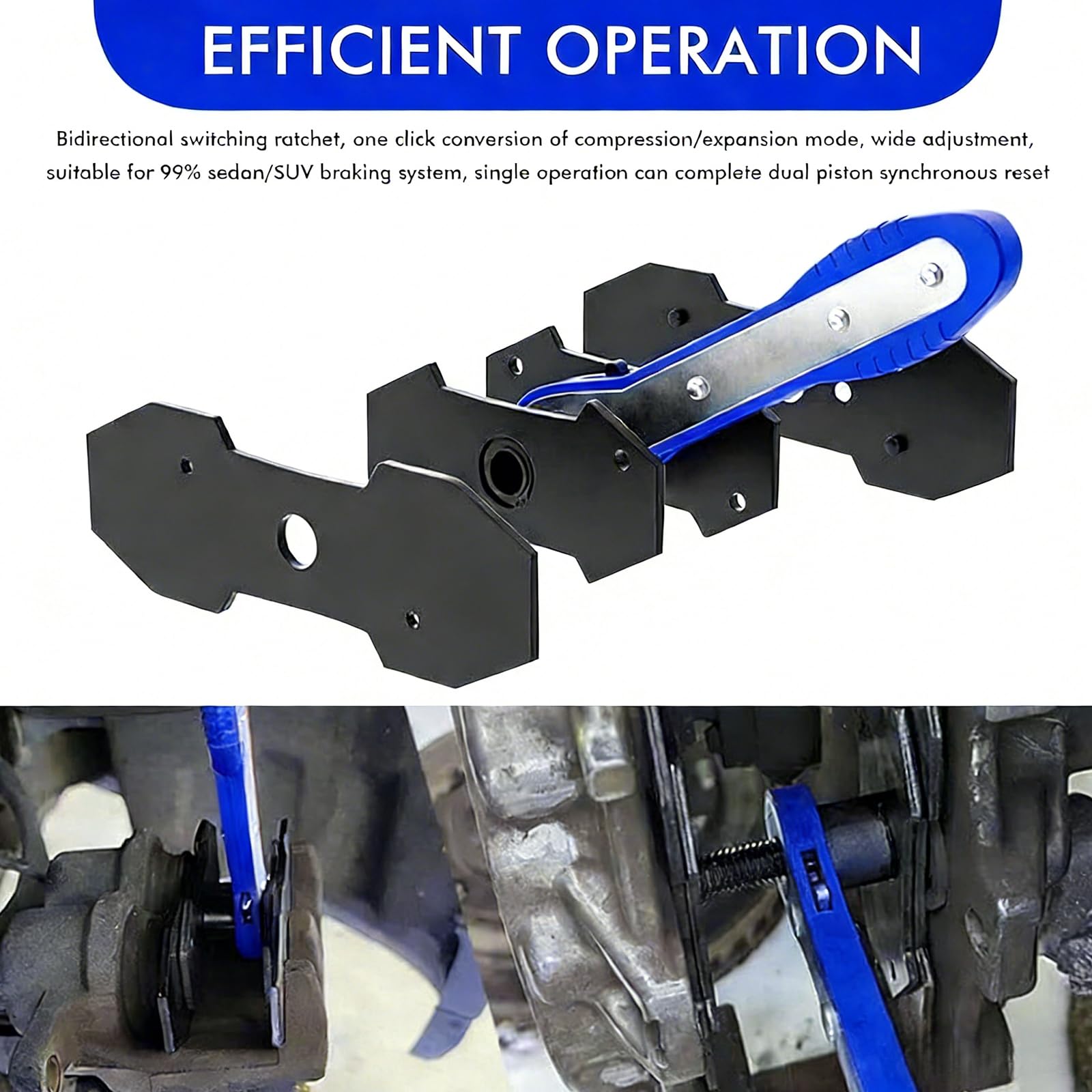Pinza freno a cricchetto: pistone del freno con funzione a cricchetto, set con 4 ganci di ricambio universali per riparazioni dei freni auto