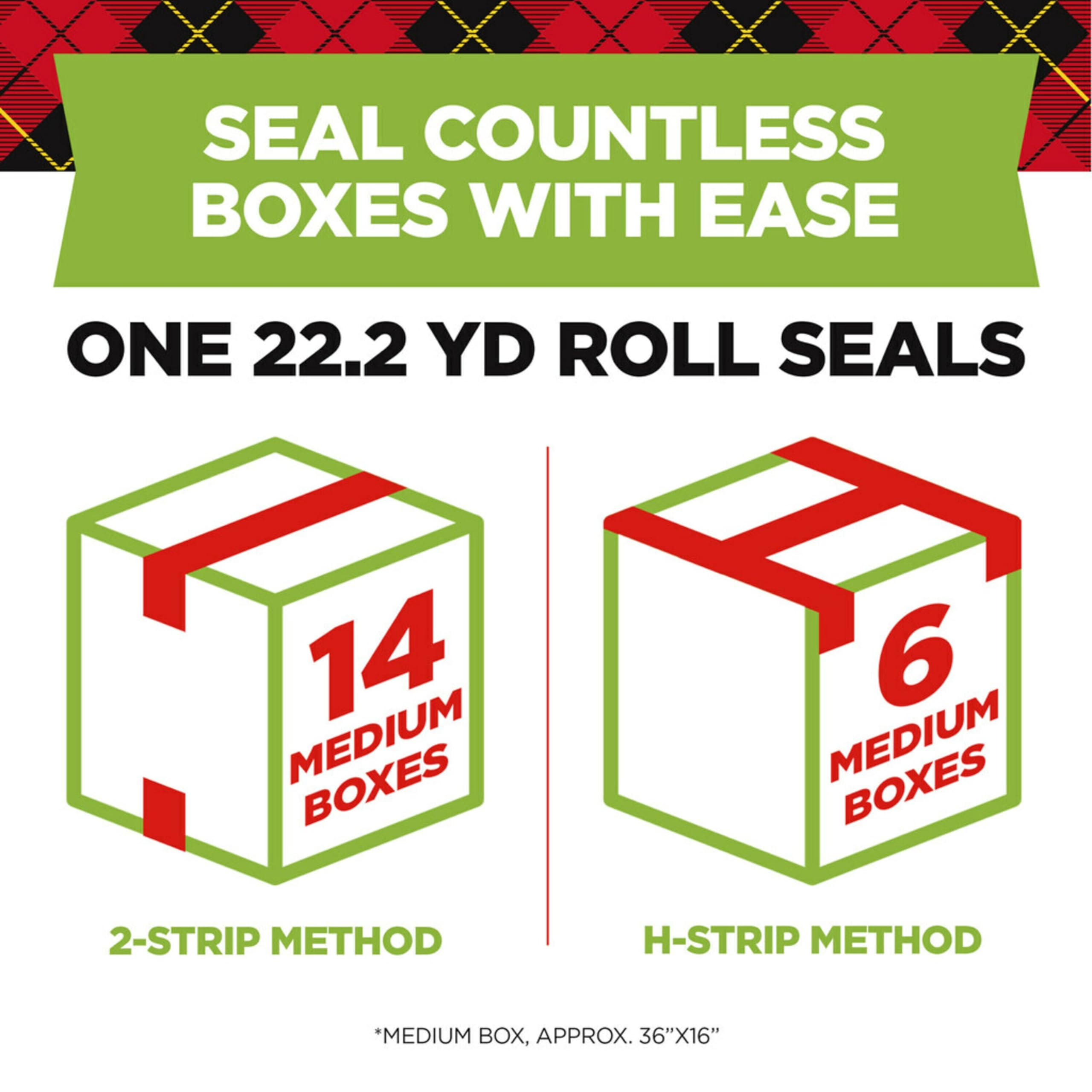 Scotch Sure Start Shipping Packaging Tape, 6 Rolls with Dispenser, 1.88" x 22.2 Yards, 2" Core, Great for Packing, Shipping & Moving, Clear (145-6) - Pack of 6