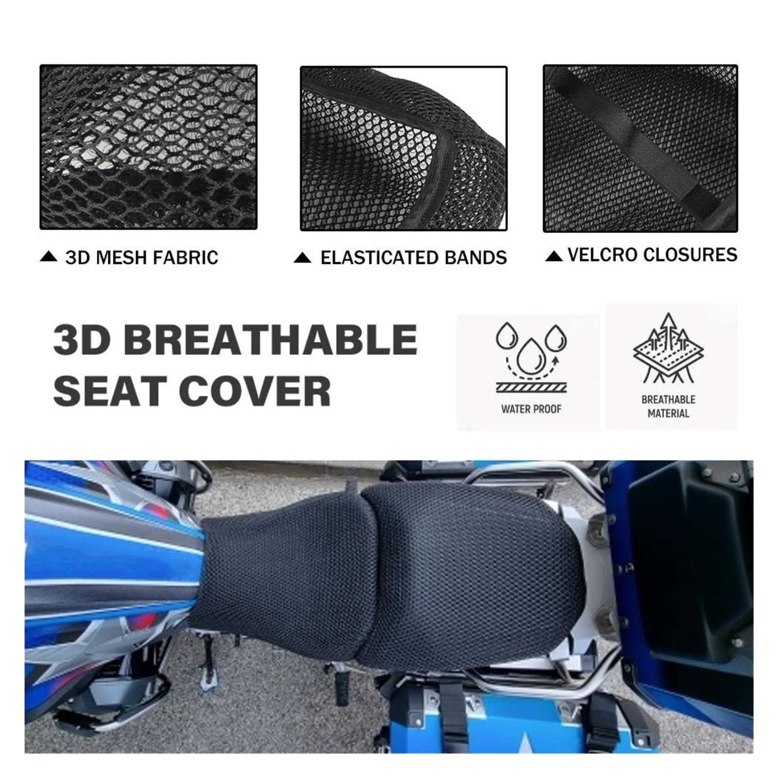 Motociclo Coprisedile Cuscino Fodera Per Cuscino Per Sedile Moto Antiscivolo Fodera Per Protezione Sella In Rete Di Nylon Per B&MW R1200GS R1250GS LC Adventure 2018-2023