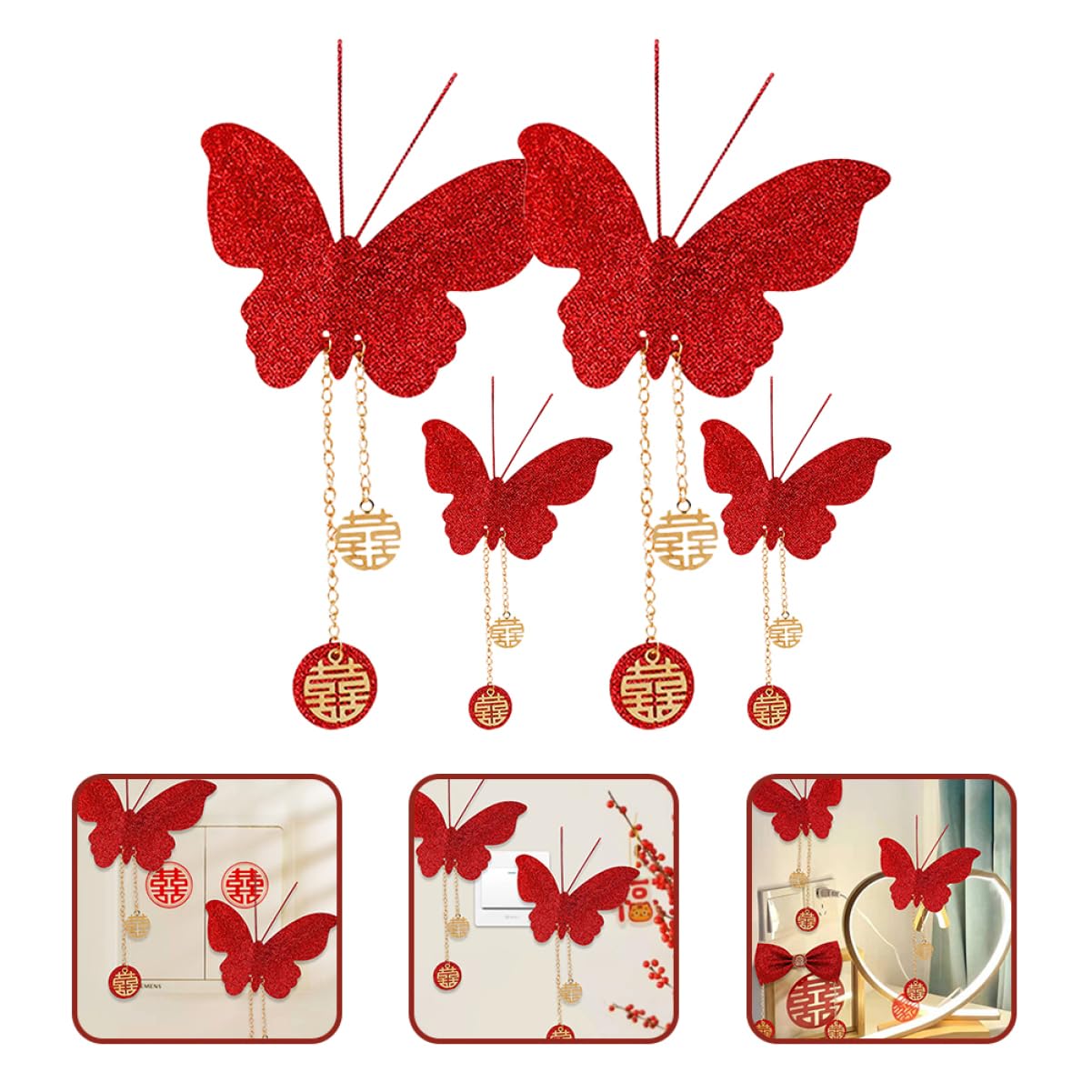PRETYZOOM 5sets Selbst-adhesive Aufkleber Ornament Schmetterling Ausschnitt Für Hochzeit Party Jahrestag 4 Stücke * 5