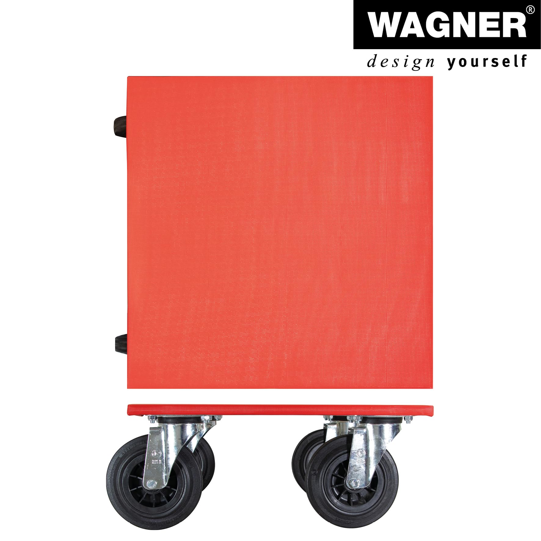 WAGNER Transportroller Transporhilfe I 60 x 60 x 25 cm I Tragkraft 500 kg I Umzugsroller aus FSC® Mulitplex mit Schonbezug I Schwerlastroller mit Räder aus Vollgummi Ø 200 mm I Made in DE