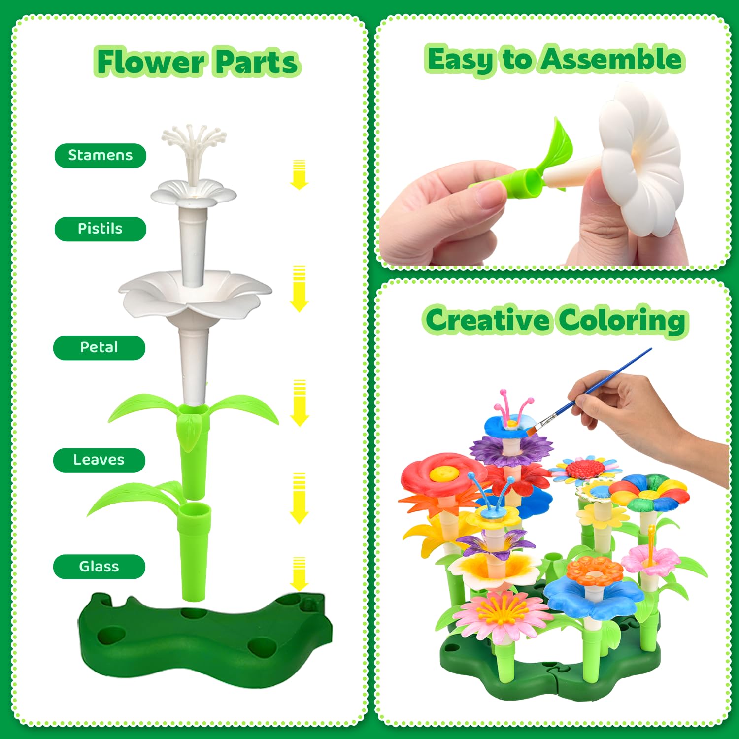 Set Creativo Fai Da Te Per Costruire E Dipingere Fiori E Piante – Kit Giocattolo Per Ragazzi E Ragazze Dai 6 Anni In Su, Con 12 Colori E Scatola Portatutto - 3