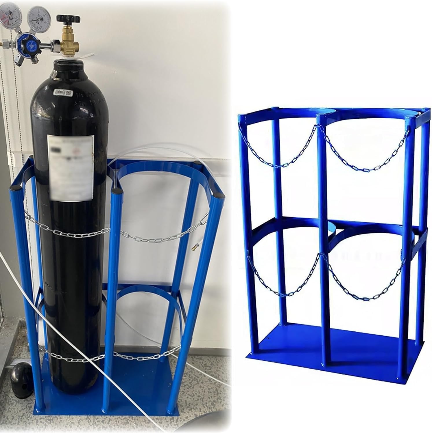 GHHVFEC Oxygen cylinder rack,Heavy Duty Oxygen Tank Holder Rack - Storage for Oxygen, Propane, CO2, Nitrogen Cylinders (60x30x100cm) - Durable, Stable, and Versatile Cylinder Storage Solut