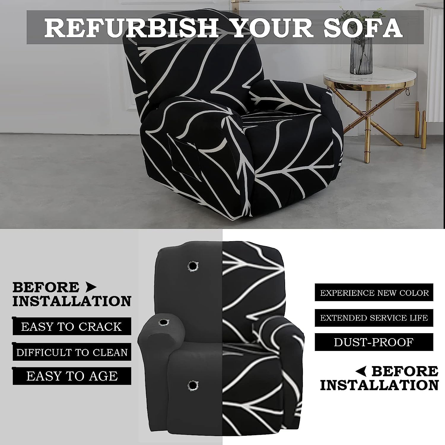 Copripoltrona Relax Reclinabile Elettrica Con Tasche Fodera Per Poltrona,Universale Coprisedile Chivas Poltrona Reclinabile Relax Completo Elasticizzato, Copertura Per Poltrona ( Color : 31# , Size :