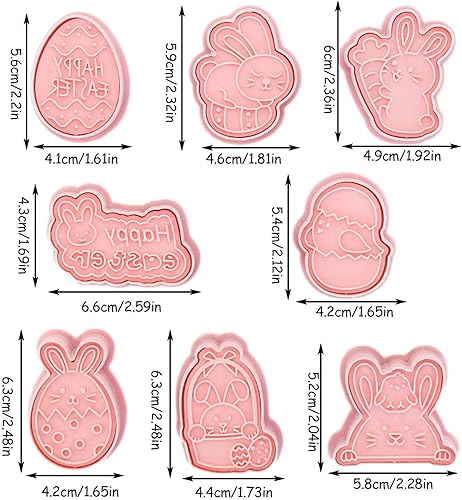 Miniatura 2 de Juego de 8 cortadores de galletas de Pascua Plasti-c conejito de zanahoria y huevo de zanahoria en relieve mini sellos de galletas de Pascua moldes