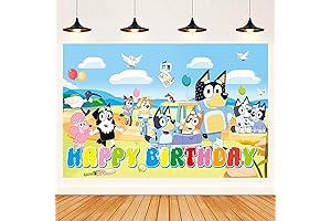 Happy Birthday Backdrop for blueys Party Decorations Photo Backgroud for blueys Birthday...