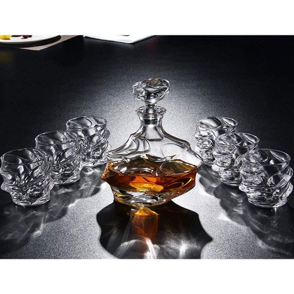 Karafka do whisky i zestaw kieliszków karafka do wina kreatywne kryształowe szkło wino likier butelka wina dekoracja uszczelniona karafka butelka wina zestaw karafka (kolor: C)