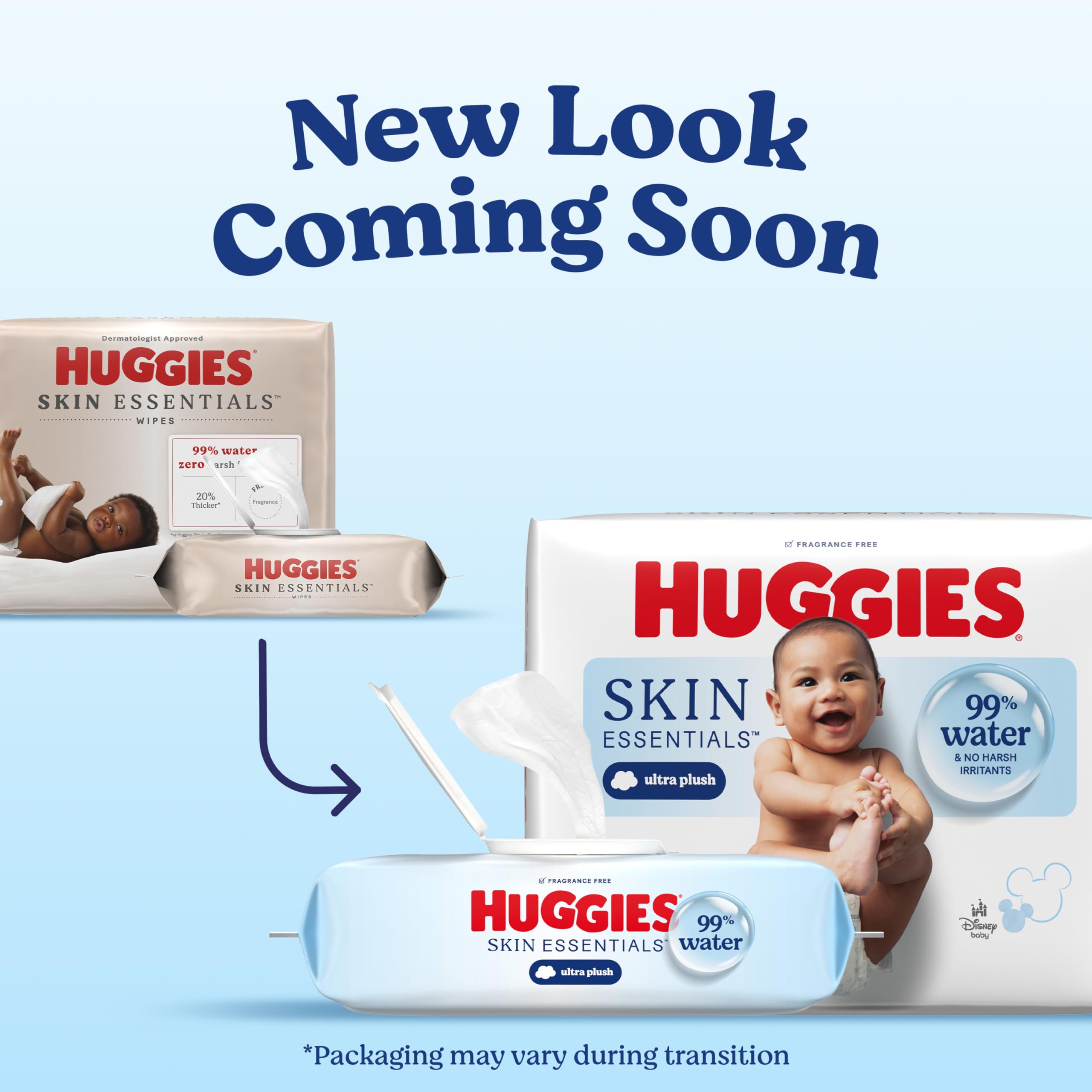 Huggies Skin Essentials Baby Wipes, Hypoallergenic, 99% Water, 10 Flip Top Packs (560 Wipes Total) - 3