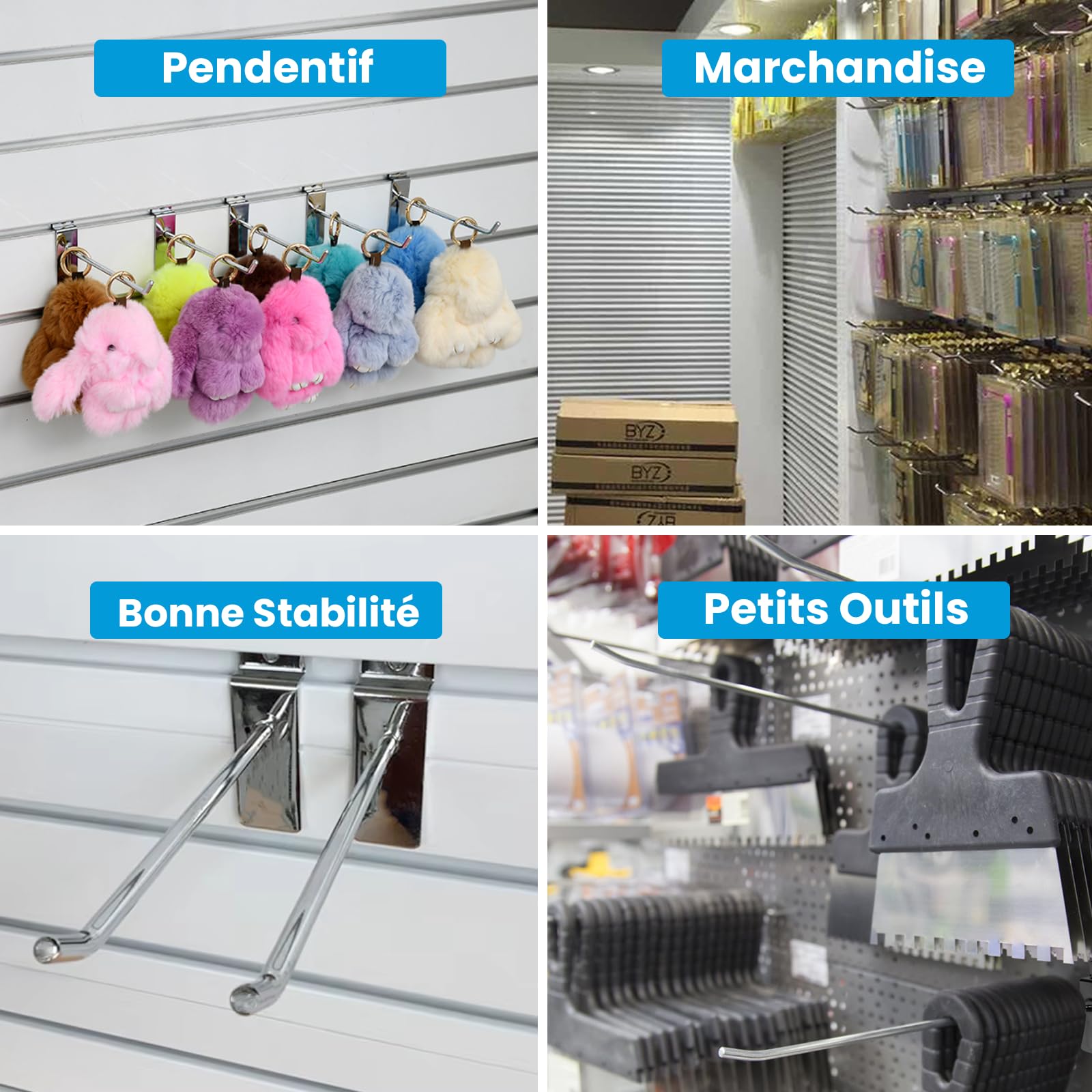 uyoyous Ganci per parete forata, 20 cm, 100 pezzi | Ganci in metallo per pannelli forati, per garage, officina, negozio, scaffale