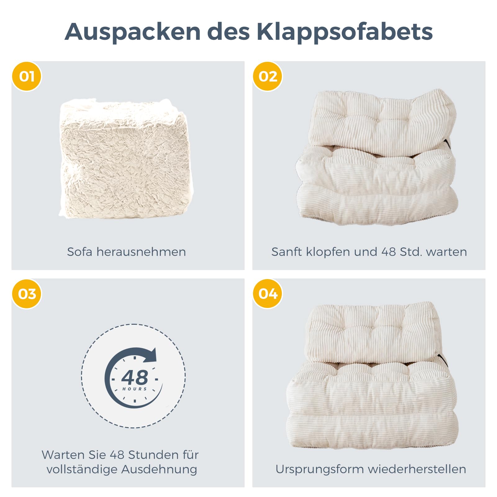 MAXYOYO Faltbares Schlafsofa umwandelbarer Schlafsessel mit Kissen, Matratze mit Rückenstütze, tragbarer Stuhl-Bett-Komfortable Bodensofa-Lounge für Wohnzimmer Schlafzimmer, Beige