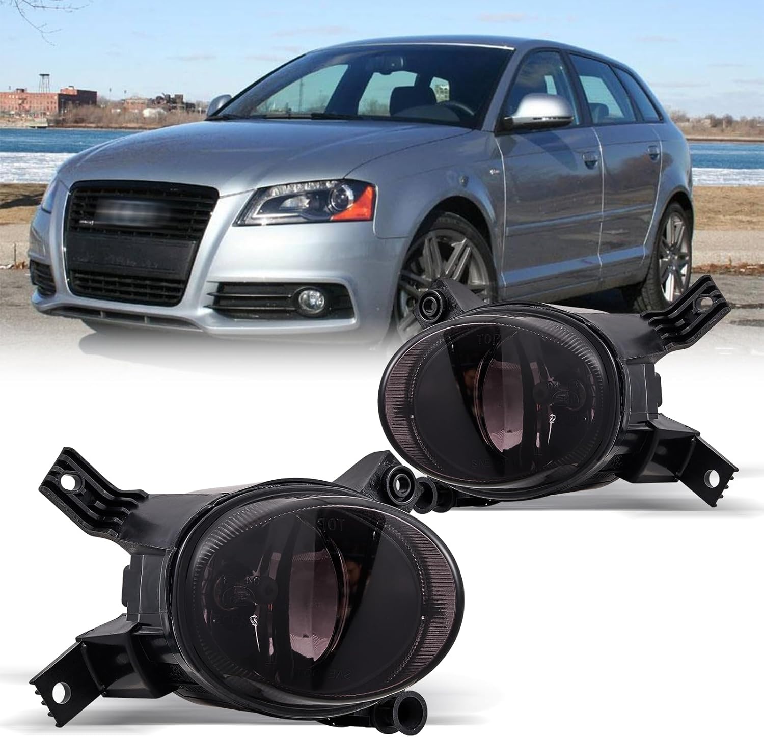 Fog Lights Fit for 2008-2013 Audi A3 Quattro Base/TDI Hatchback; Sport Package A4/S4 (Quattro Cabriolet Convertible, Sedan, Avant Wagon) 2005-2008 Smoke glass
