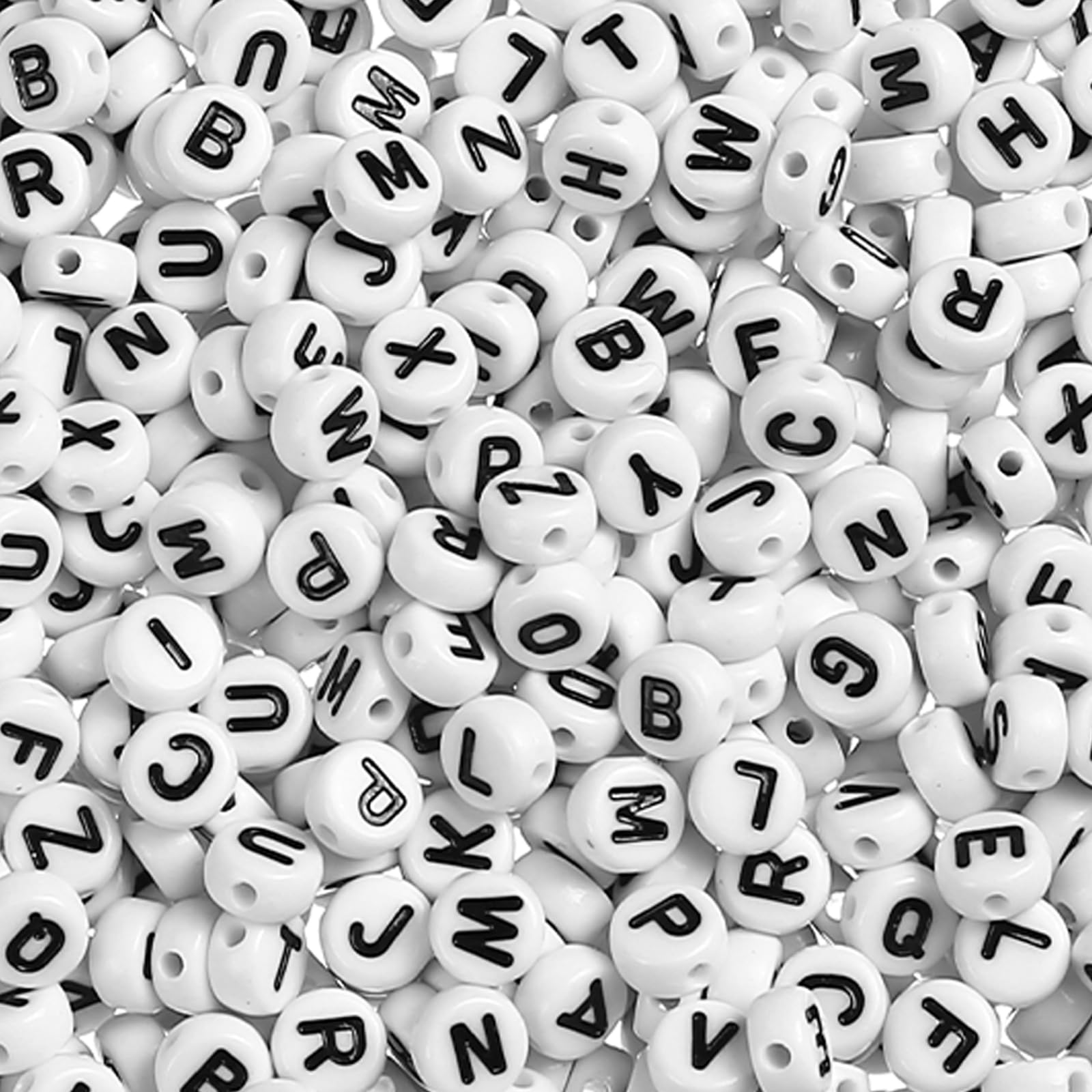 Naler1200pcs Letter Beads 6mm Beads for Bracelets Making Acrylic Letter Beads Alphabet Beads White Round Letter Beads for Jewelry Making Necklaces, Phone Charms,Keychains DIY Craft
