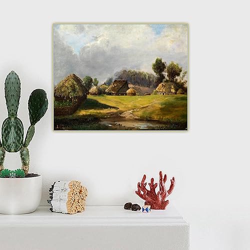 Miniatura 2 de Imágenes de Alexey Savrasov "Pueblo en el bosque" impresas en lienzo, Cuadrode arte de pared para la decoración del hogar de la sala de estar