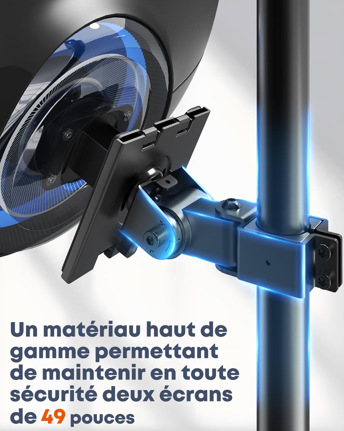PUTORSEN Support Mural pour 2 Écrans De 17 À 49 Pouces (Plats Ou Incurvés), 20 Kg par Bras, Support Mural Réglable en Hauteur, Vesa 75/100 Mm, Noir