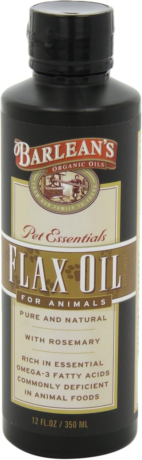 Barlean's Fresh Flax Oil for Animals with Rich Essential Omega-3 Fatty Acids for Pet Well-Being and Health - Non GMO - 12-Ounce