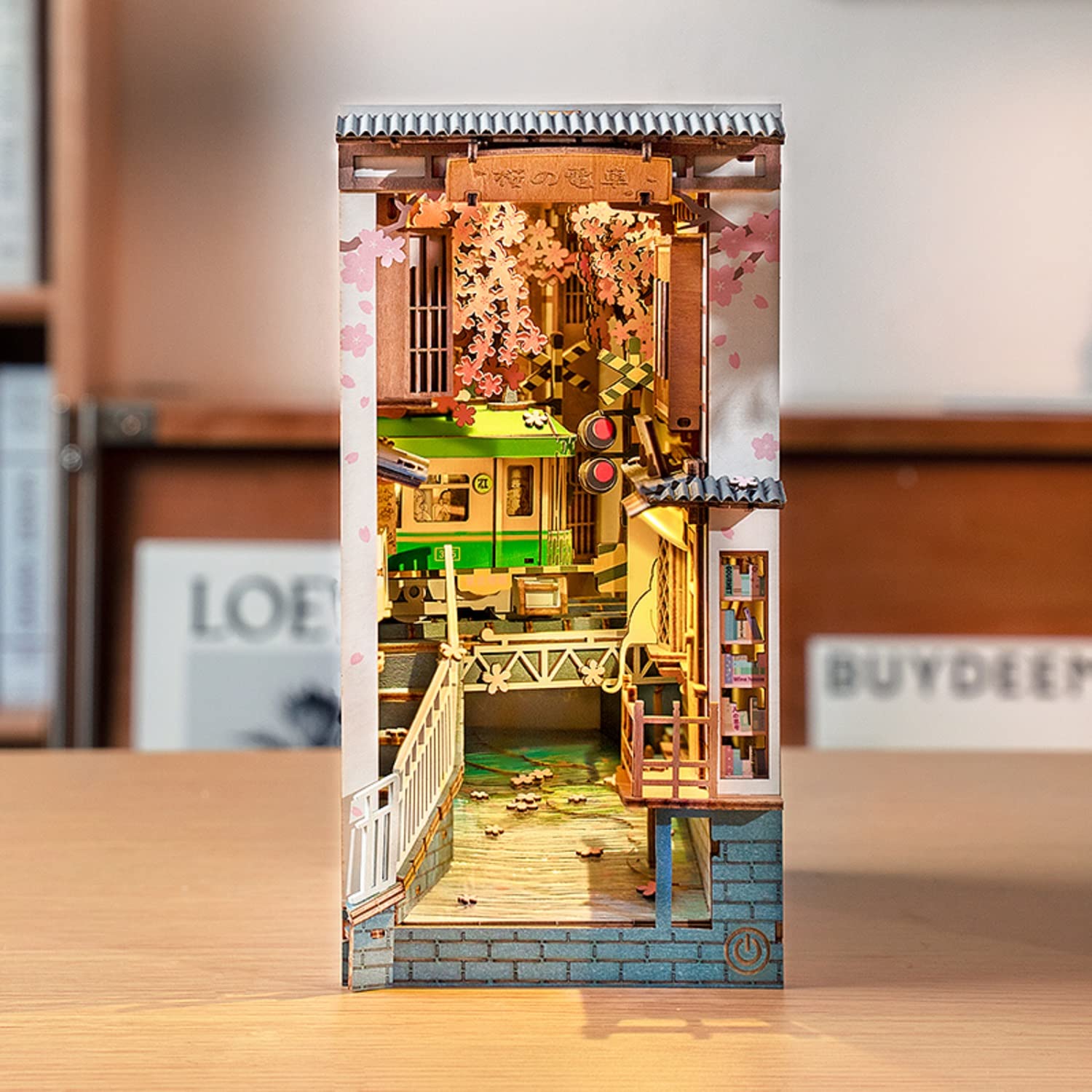 Rolife DIY Book Nook Kits Sakura Densya, 3D Wooden Puzzle