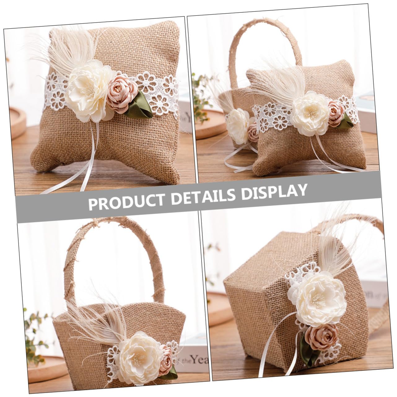1Satz Hochzeitsblumenkorb und Ringkissen Set für Blumenmädchen Dekorative Ringkissen und Blumenkörbe aus Hochwertigem Material Romantische Hochzeit Dekoration für Trauung und Verlobung