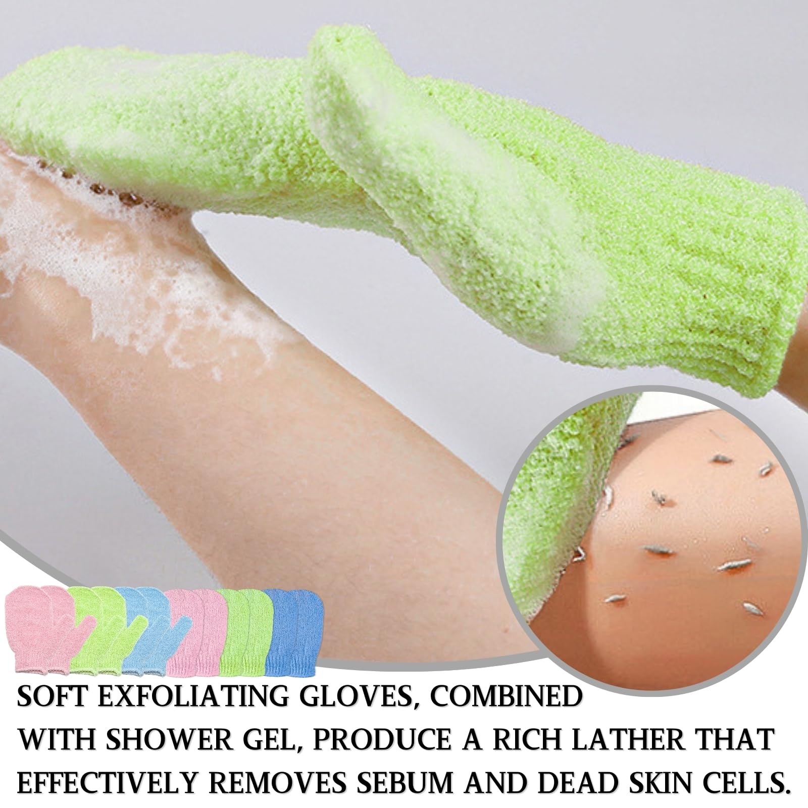 ZEMINRI 12 PCS Exfoliating Gloves Exfoliating Mitt for Bath Shower - Image 4