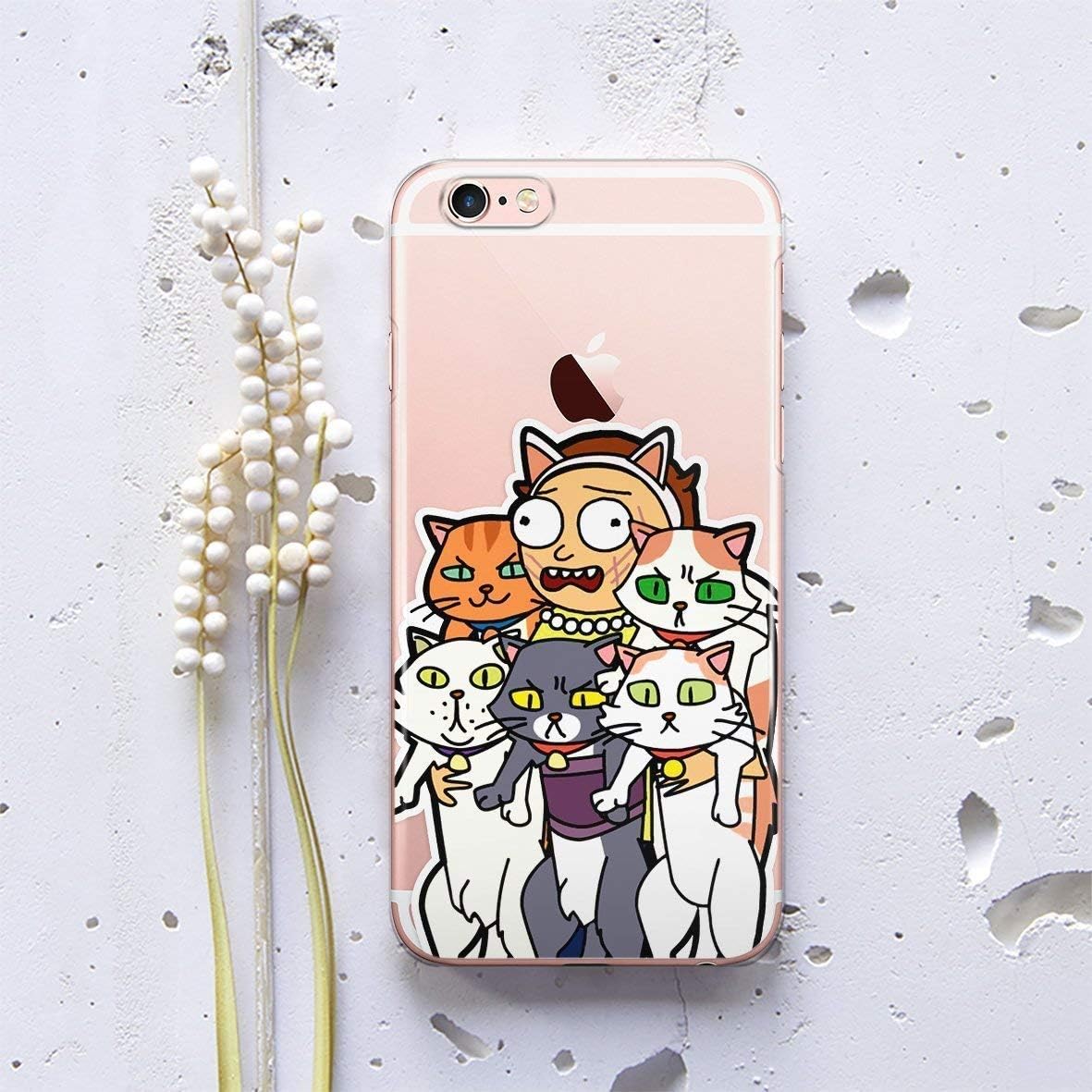 Cats Mort And Rick Wubba Lubba Dub Dub Case for Apple iPhone XR XS Max X 10 8 7 plus iPhone 6 6S plus iPhone 4 4S iPhone 5 5S 5C SE iPod Protective Silicone Plastic Handmade Custom Case Cover AW1276