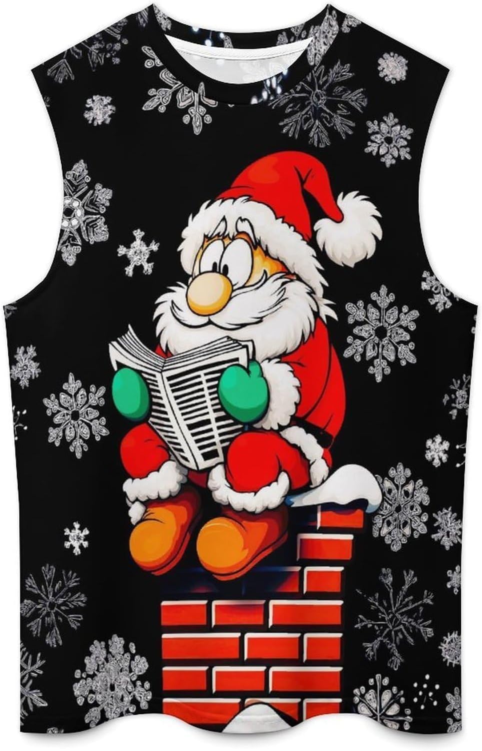 joo meryer Mens Ugly Christmas Muscle Tank Top Christmas Print Sleeveless Workout T-Shirts - Image 3