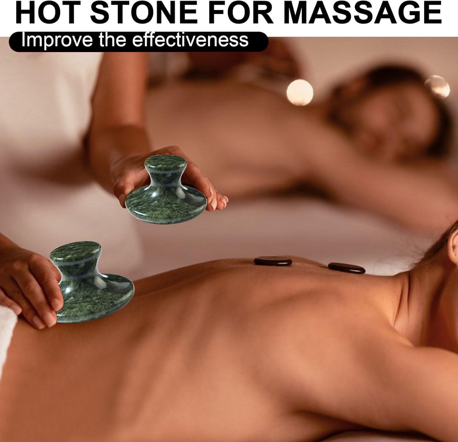 gemshan Massage Stone, 3.5inch Natural Hot Rocks, Body Gua Sha Massage Tool for Cellulite Massage, Lymphatic Drainage, Relieve Tension and Muscle Pain - Image 3