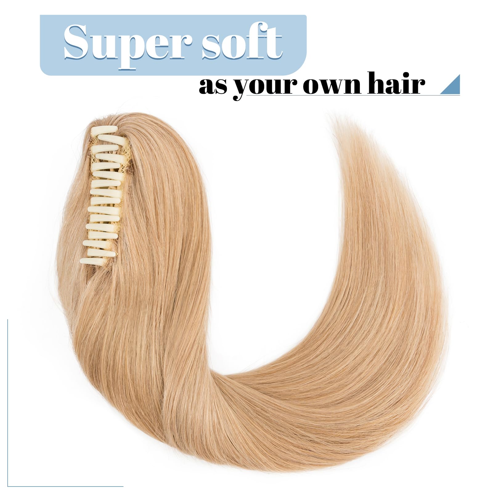 SEGO Extension Coda Capelli Veri Biondi Clip Pinza Cavallo Ponytail Naturale Remy Human Hair Lisci Umani Fascia Unica 55 cm(120 g) #27 Biondo Scuro