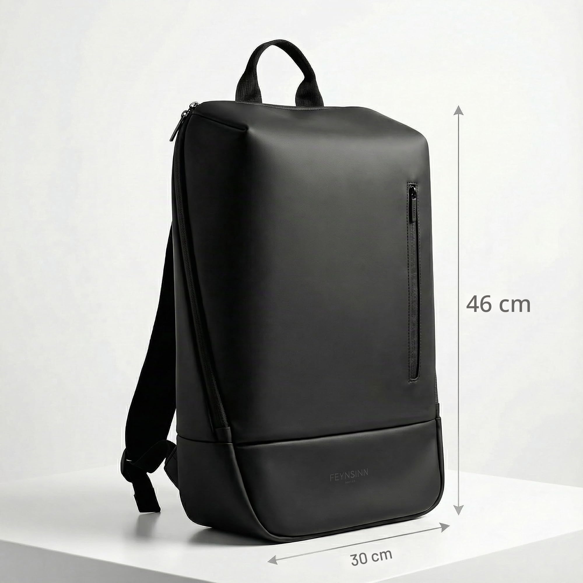 Commuter Rucksack mit durchdachtem Innenleben - wasserdicht aus recyceltem Material, mit Laptop-Fach (15,4") und Trolley-Fix Unisex Business Laptop-Rucksack elegant schwarz