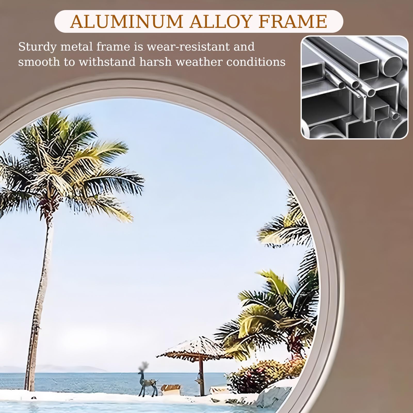 Ventanas Batientes Ventana Circular Giratoria De 360°, Ventana De Ventilación De Vidrio Templado Con Tirador, Ventanas De Recambio Para Viviendas Cobertizos Y Restaurantes(White,52cm/20.47in)