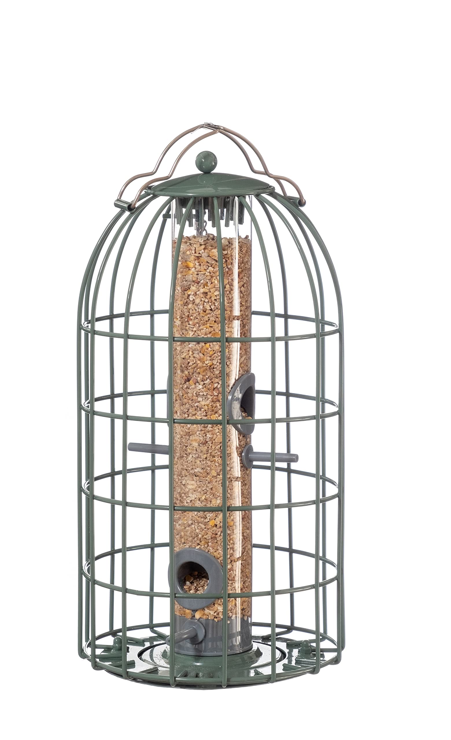 Happy BeaksThe Nuttery Squirrel-Proof Original Bird Seed Feeder in Ocean Green Metal Cage Easy to Hang and Clean
