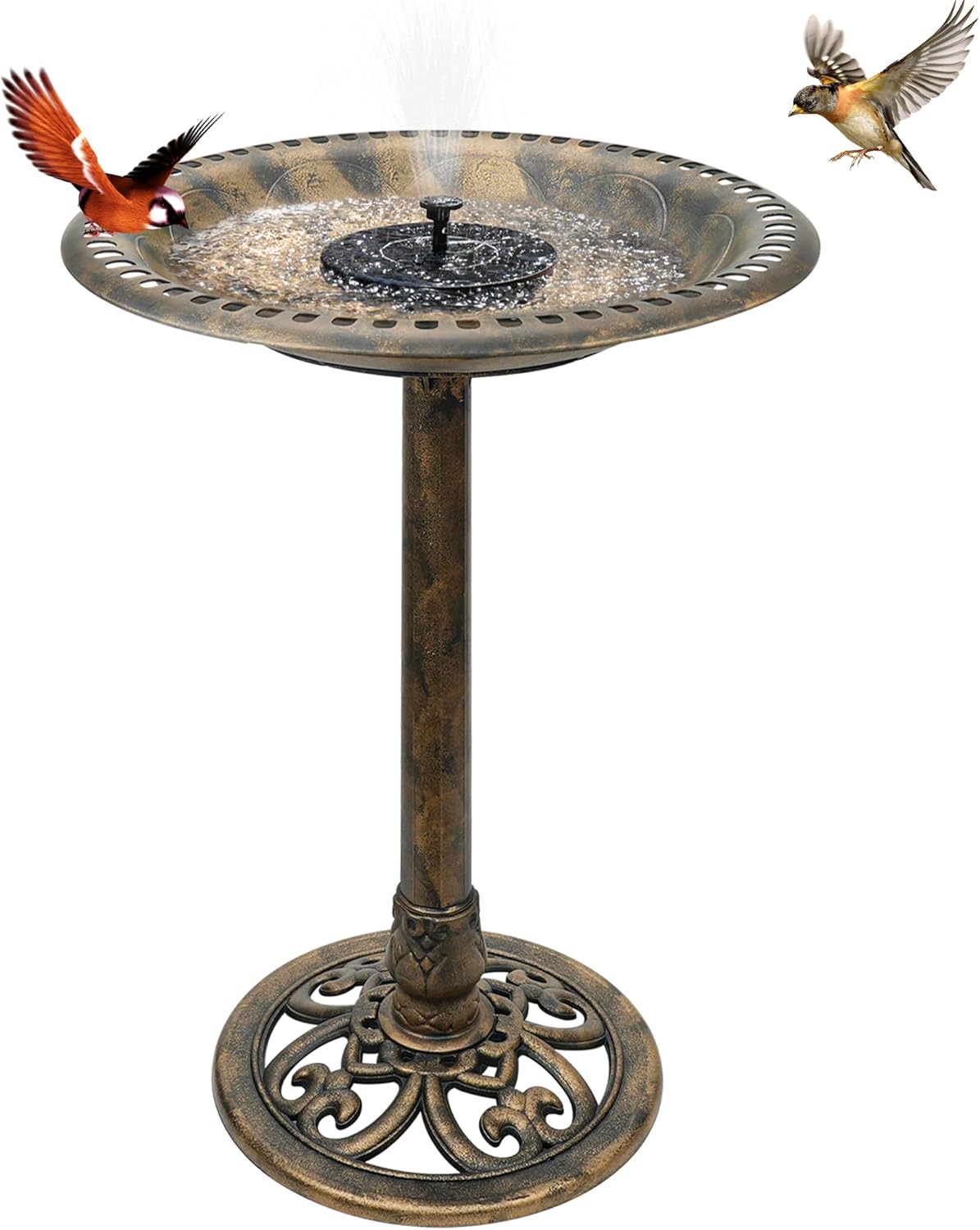 Vypart Birdbaths for Outdoors Solar Powered Large Bird