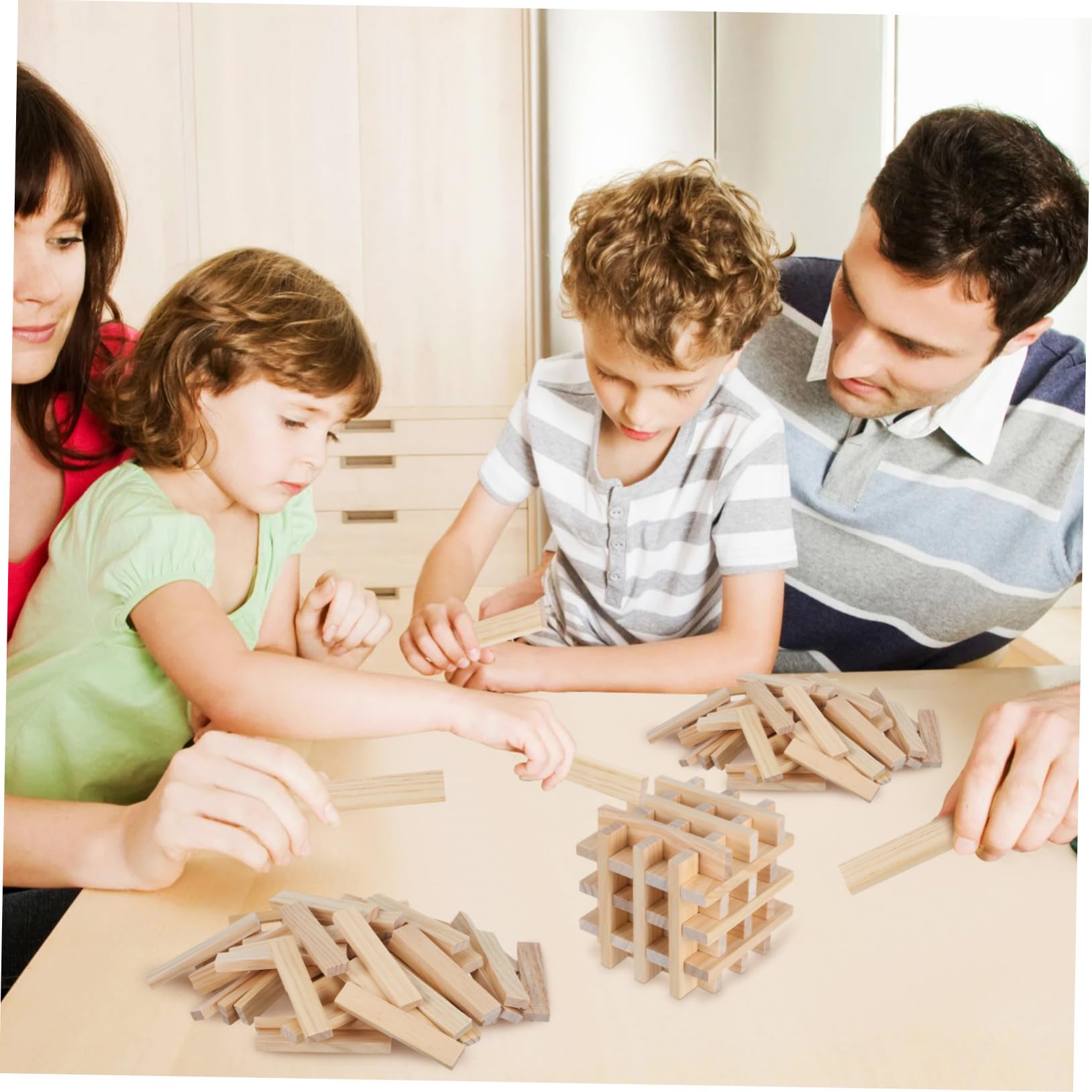100 Stück Holzbausteine für Kleinkinder Stapelbares Bauspielzeug mit Minimalistischer Optik zum Kreativen Basteln und Spielen Unterwegs