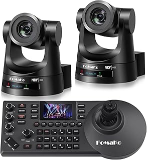 FoMaKo NDI PTZ Camera Bundle 20X HDMI 3G-SDI IP PoE HDMI PTZ Camera for Church Worship(2pcs) PTZ Controller PoE IP PTZ Camera Controller Keyboard (PTZ Bundle KN20Ax2+KC608)