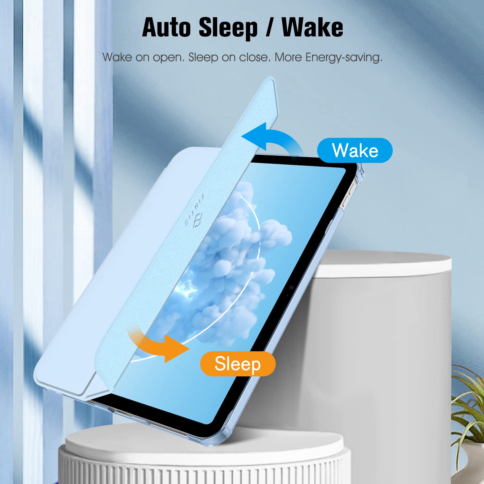 FINTIE Custodia per iPad 10ª Generazione 10.9" 2022 con Built-in Pencil Holder - Sottile Leggero Semi-Trasparente Posteriore Cover Case con Auto Sveglia/Sonno, Cielo Blu