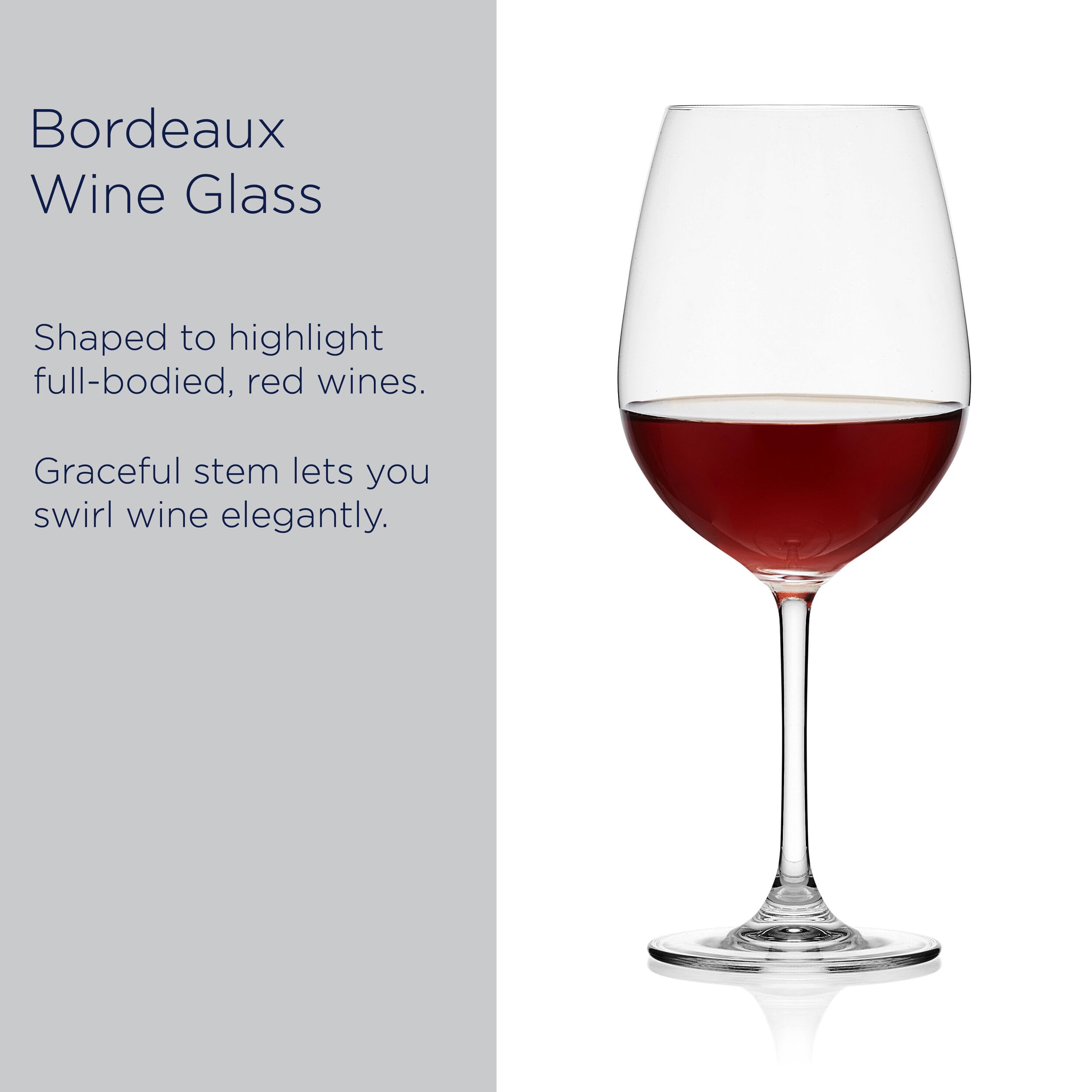 MIKASA Lana Bordeaux - Juego de 4 copas de vino tinto de 22 onzas, transparente