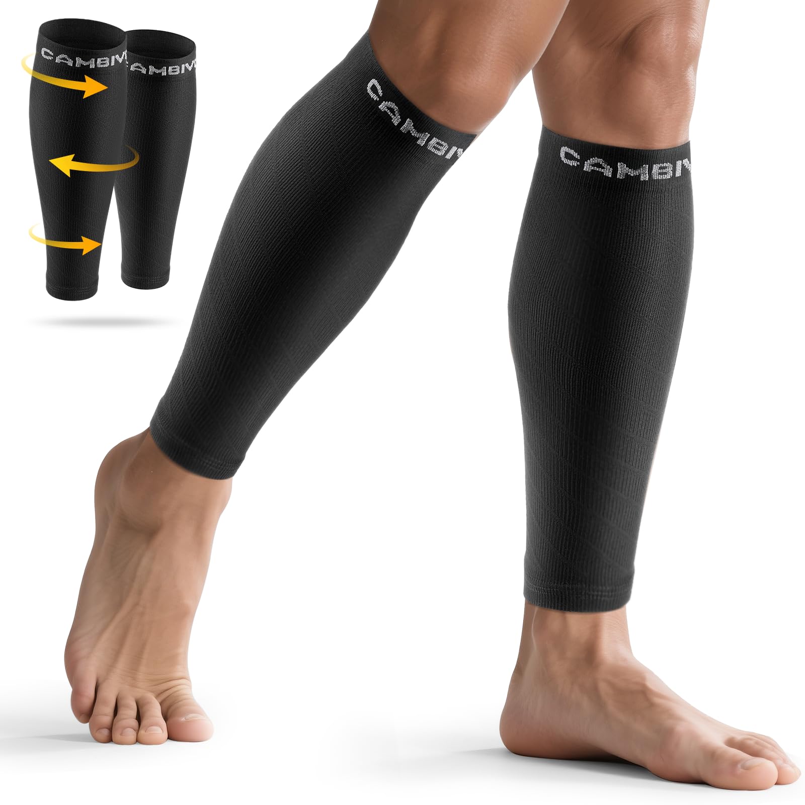 CAMBIVO 2 Paar Waden Kompression Herren Damen, Wadenbandage für Sport Reisen & Alltag, Kompressionsstrümpfe ohne Fuß mit Gradueller Kompression, Atmungsaktive Compression Sleeves