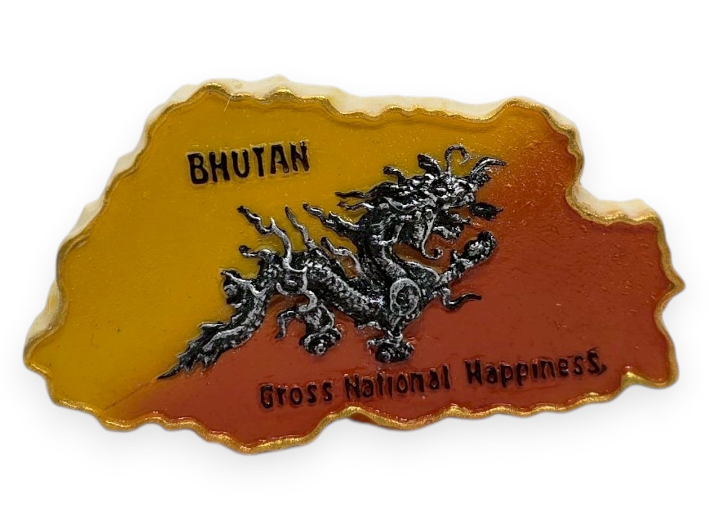 WitnyStore Tiny 2¾" Druk Dragon Flag of Bhutan Magnet - Miniature Hand Made Resin 3D Asia Landmark Tourist Attractions Decorative Refrigerator Fridge Magnets Collectible Traveler Souvenirs Gifts