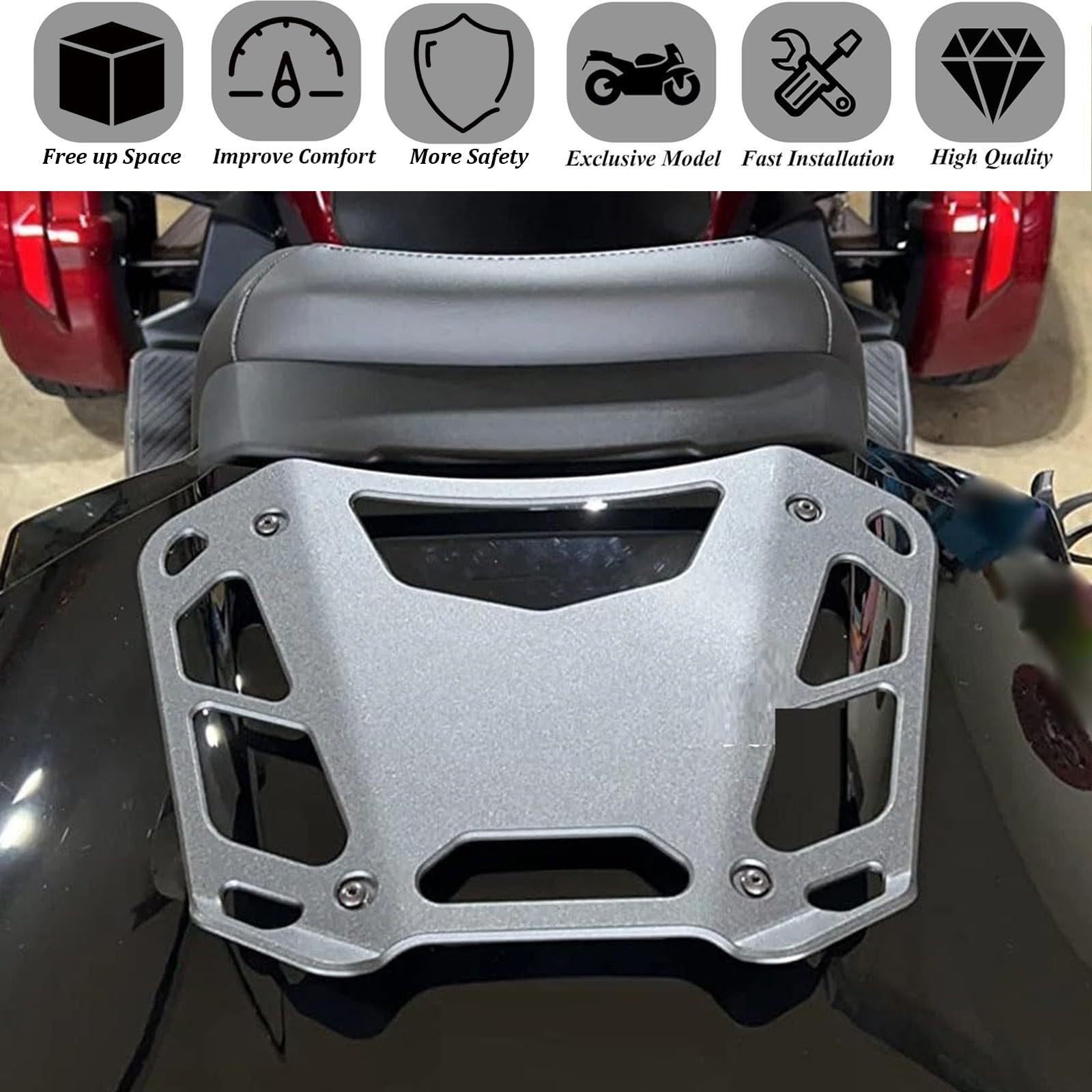 Tylny bagażnik motocyklowy, matowy, czarny, ze stopu aluminium, kompatybilny z Can Am Spyder F3-T F3 Limited 2017-2024 RT 2020-2024