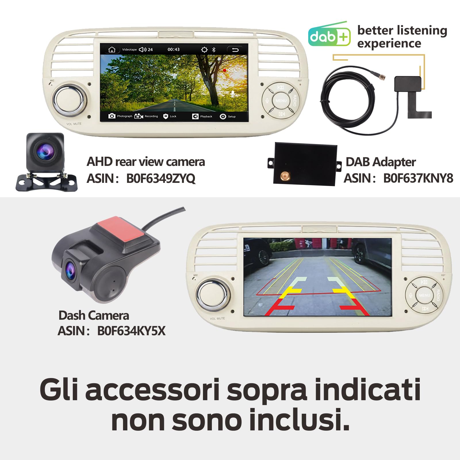 Autoradio Linux Avvio Lampo Compatibile 500 2007-2015 Fiat | Installazione Rapida | CarPlay/Android Auto Wireless/Bluetooth/FM/AM/RDS/USB | DSP 100W | Bianco