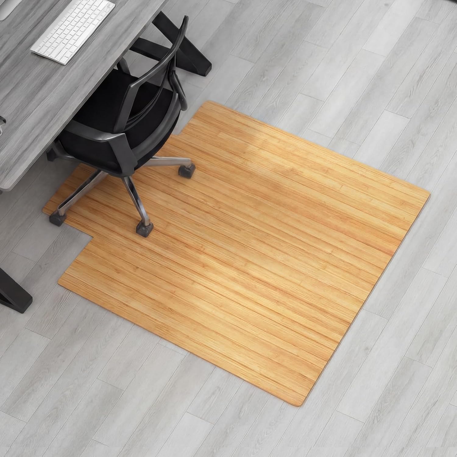 Leinuosen 36" x 48" Office Bamboo Chairmat for Carpet Floor Mat Highly Premium Quality Anti-Slip Office & Home Floor Protector Low Pile Carpet Chair Mat, 5mm Thick(Without Lip,Wood)