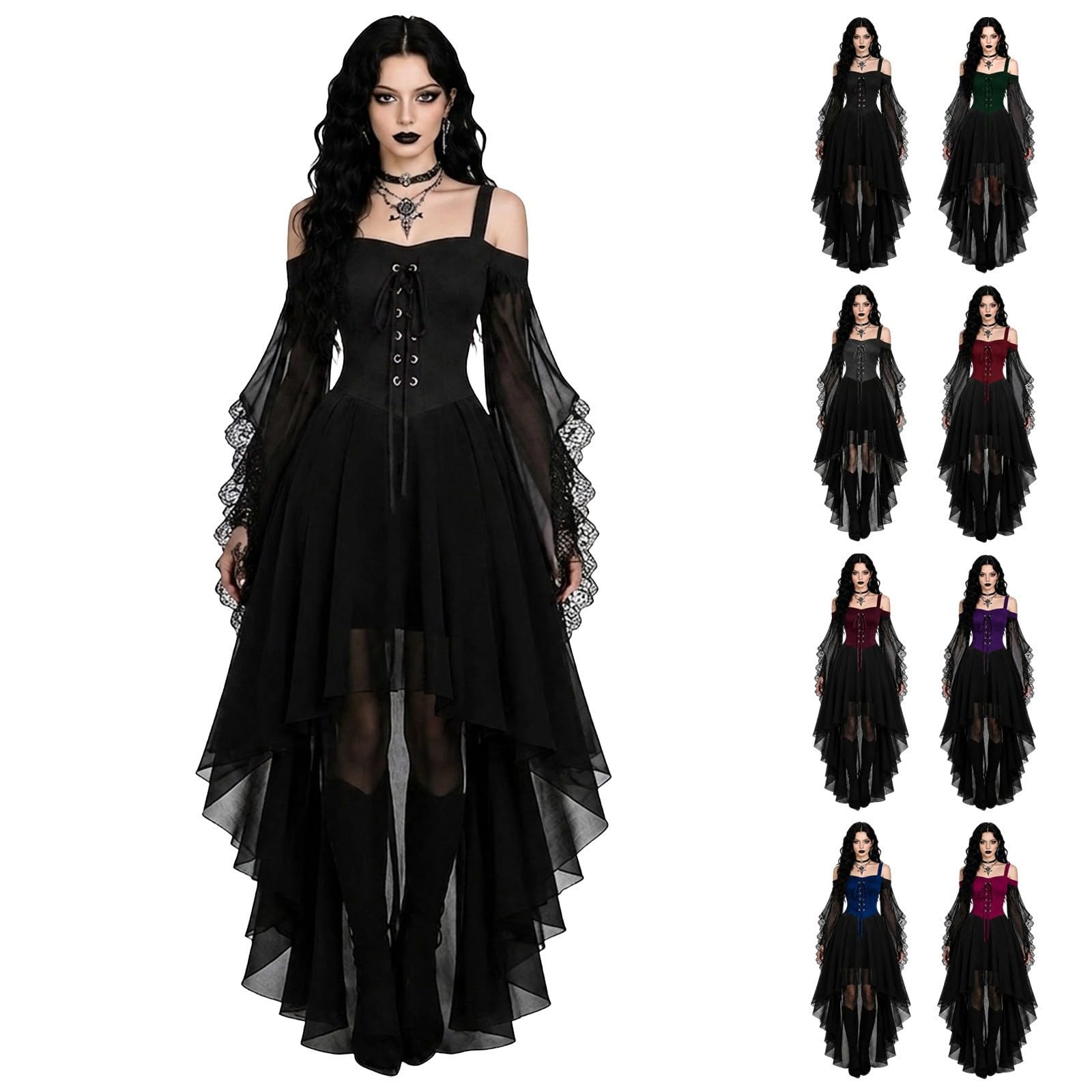 Halloween Costumes Adult Women Lace Gothic Dresses Medieval Costume