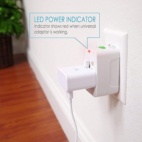 Miniatura 4 de NACHEE Convertidor de adaptador de corriente universal portátil en todo el mundo, todo en uno, cargador de pared de viaje internacional fuera del