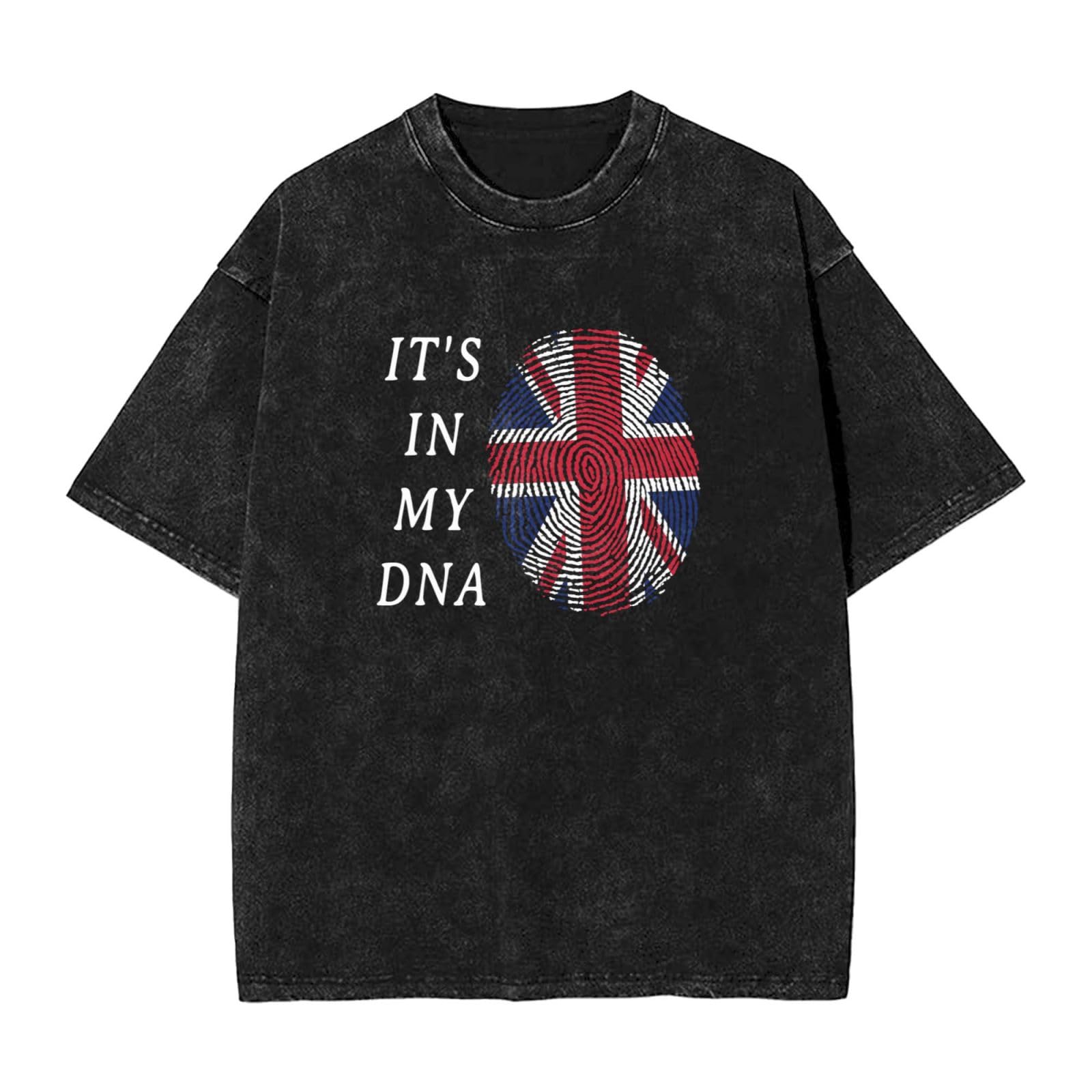 Men's Oversized T Shirts Vintage It's in My DNA Britain Short Sleeve Cotton Casual Baggy Basic Tees for Men Women S-2xl