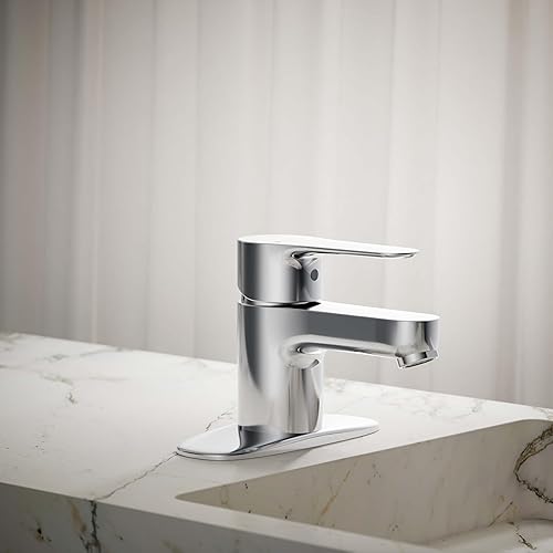 Miniatura 2 de KOHLER K-98146-4-CP - Grifo de lavabo de baño de una sola manija con escudo, cromo pulido
