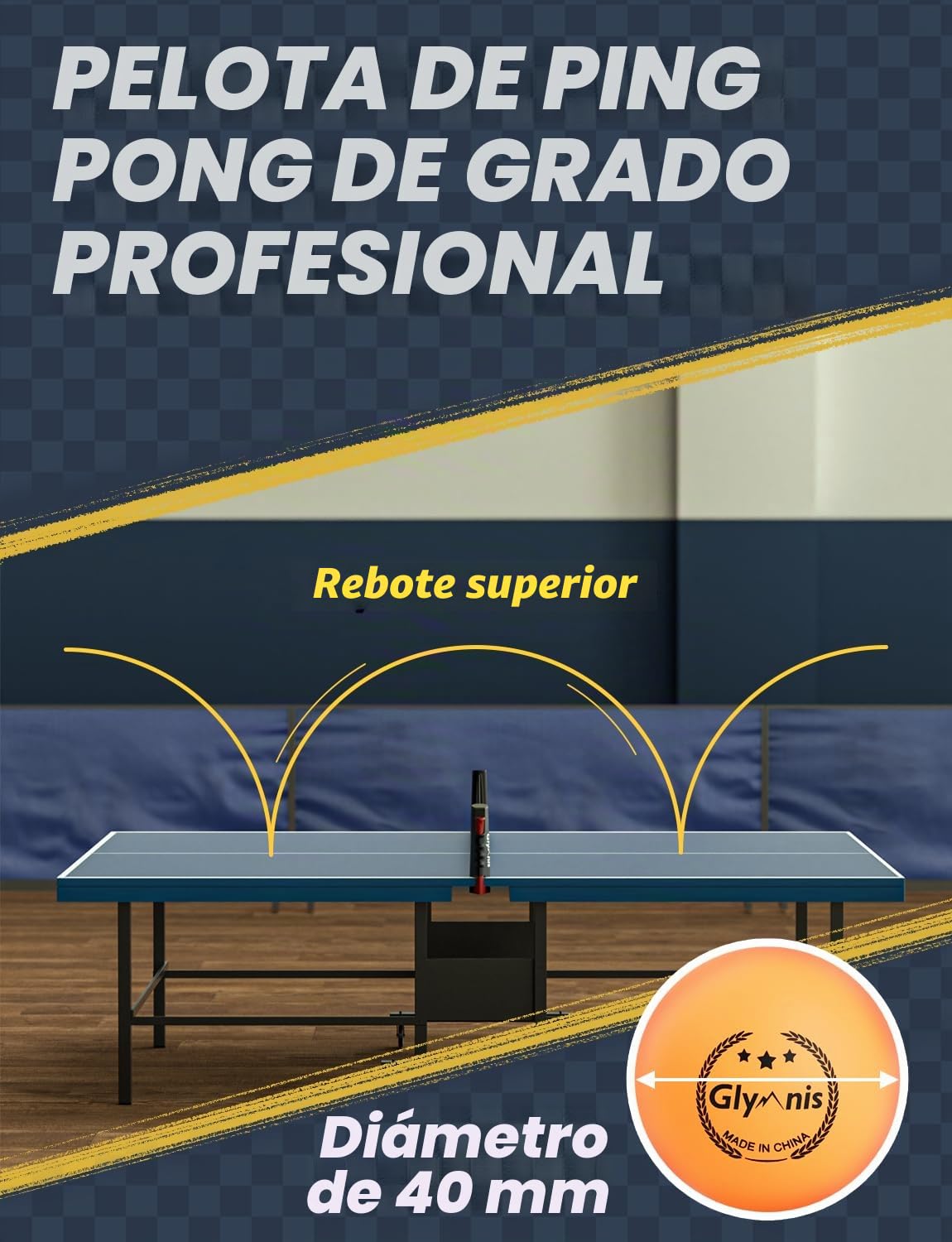 Glymnis Juego de Tenis de Mesa portátil con Red retráctil, Bates y Pelotas de Ping Pong de 3 Estrellas, Bolsa de Almacenamiento, Kit Todo en uno Premium