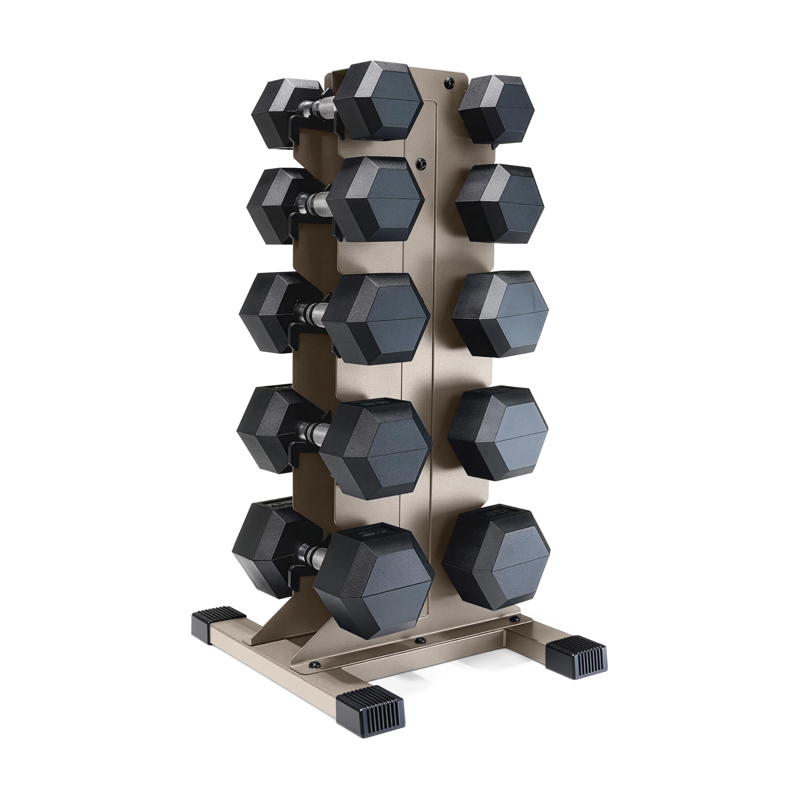 CAP Dumbbell Set with Rack, Rubber Coated Hex Free Weight Set | 100–300 lb Options, Vertical Space-Saving Storage for Home Gym Strength Training