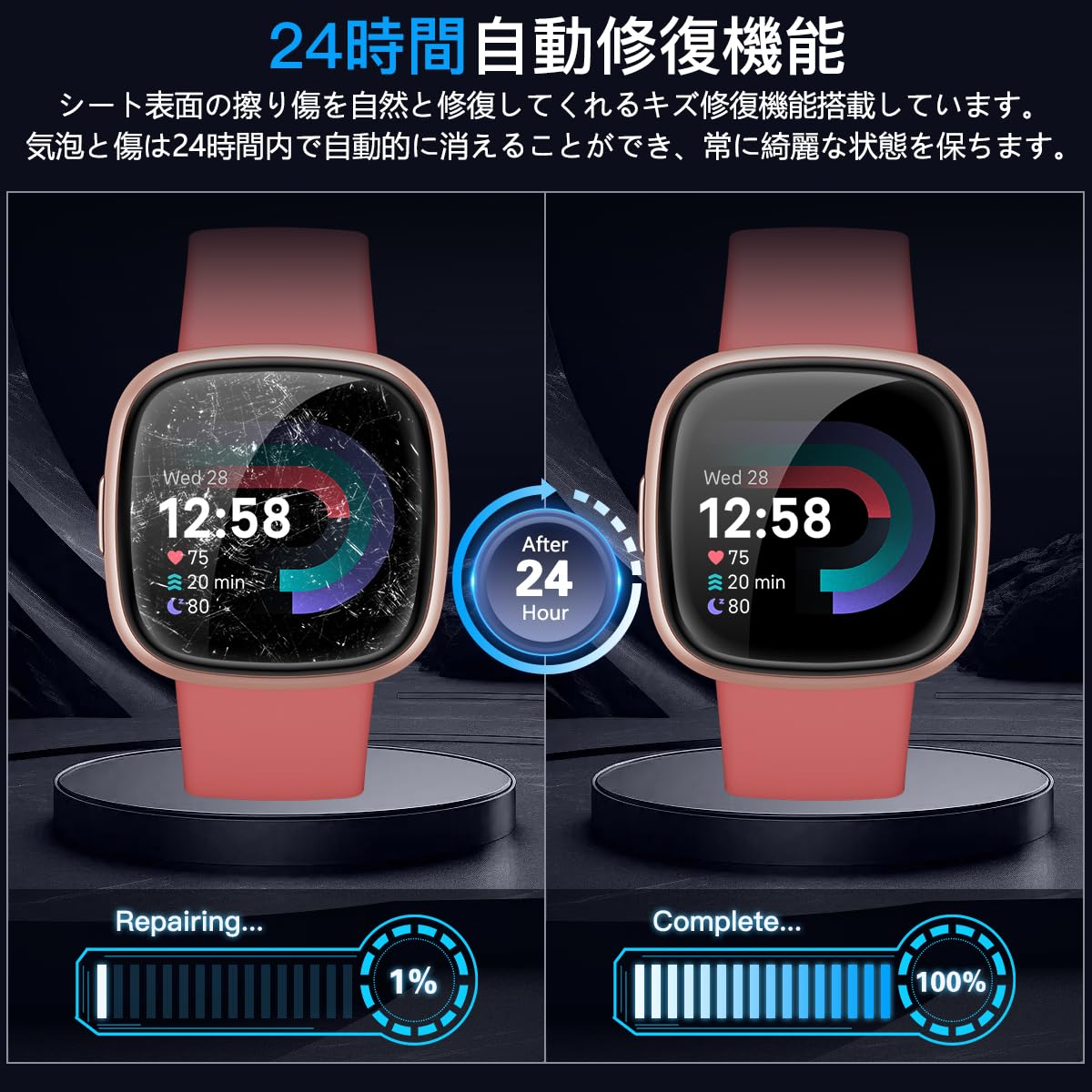 Amazon.co.jp: 【3枚セット】対応 Fitbit Versa4 / Fitbit Sense2 