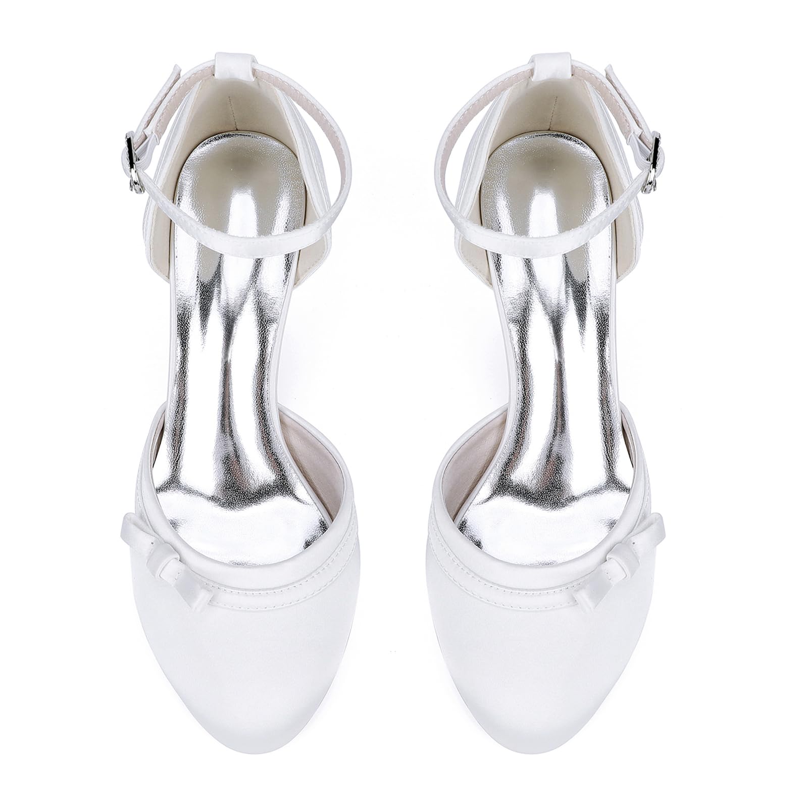 Runde Spitze Brautschuhe Satin Knöchelriemen Hochzeit Abend Party Schuhe Damen Mary Jane Kleid Mit Blockabsatz Pumps